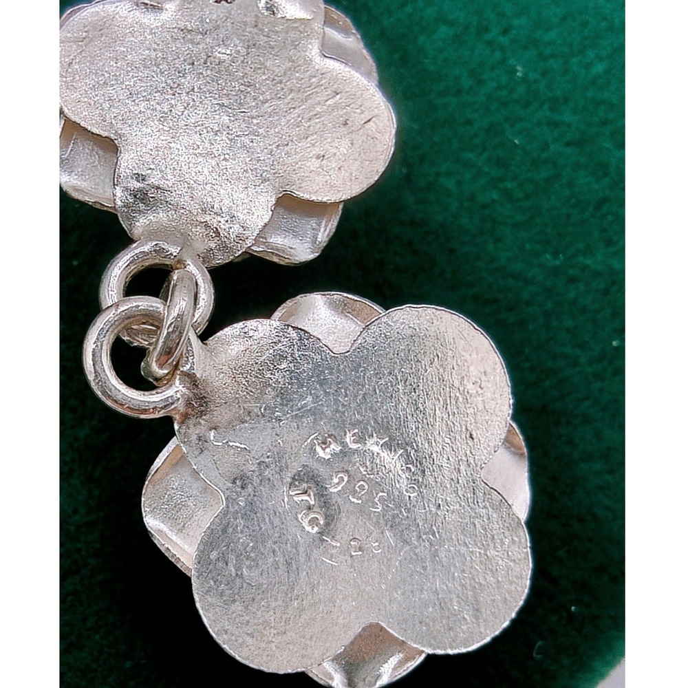 1950's Mexican Taxco 925 Sterling Silver Rose Floral Necklace Earrings Set TO-62 - Picture 5 of 9